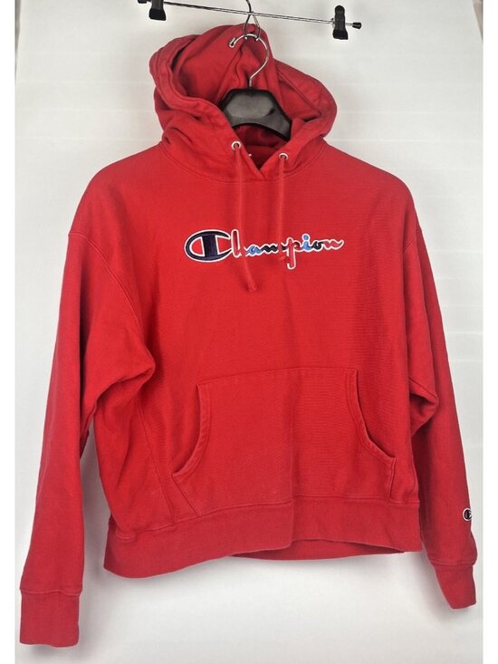 Champion Other - Vintage Champion Reverse Weave Hoodie – XL Red – Raised Multicolor Logo